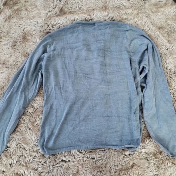 Victoria Holley Vintage Silk Blend Button Down Cardigan Light Blue Size‎ Small - Picture 5 of 8
